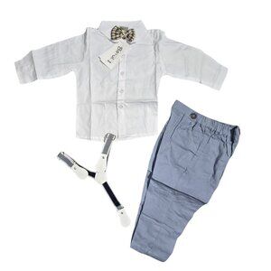 NWT | Booti 3-Piece Baby Boy Gentleman Set | Bow Tie | Suspenders | Blue | 12-18